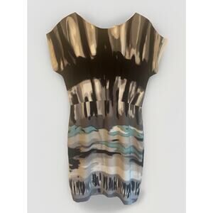 Peruvian‎ Connection Dress 10 Abstract Art 100% Silk Career Wedding Modern